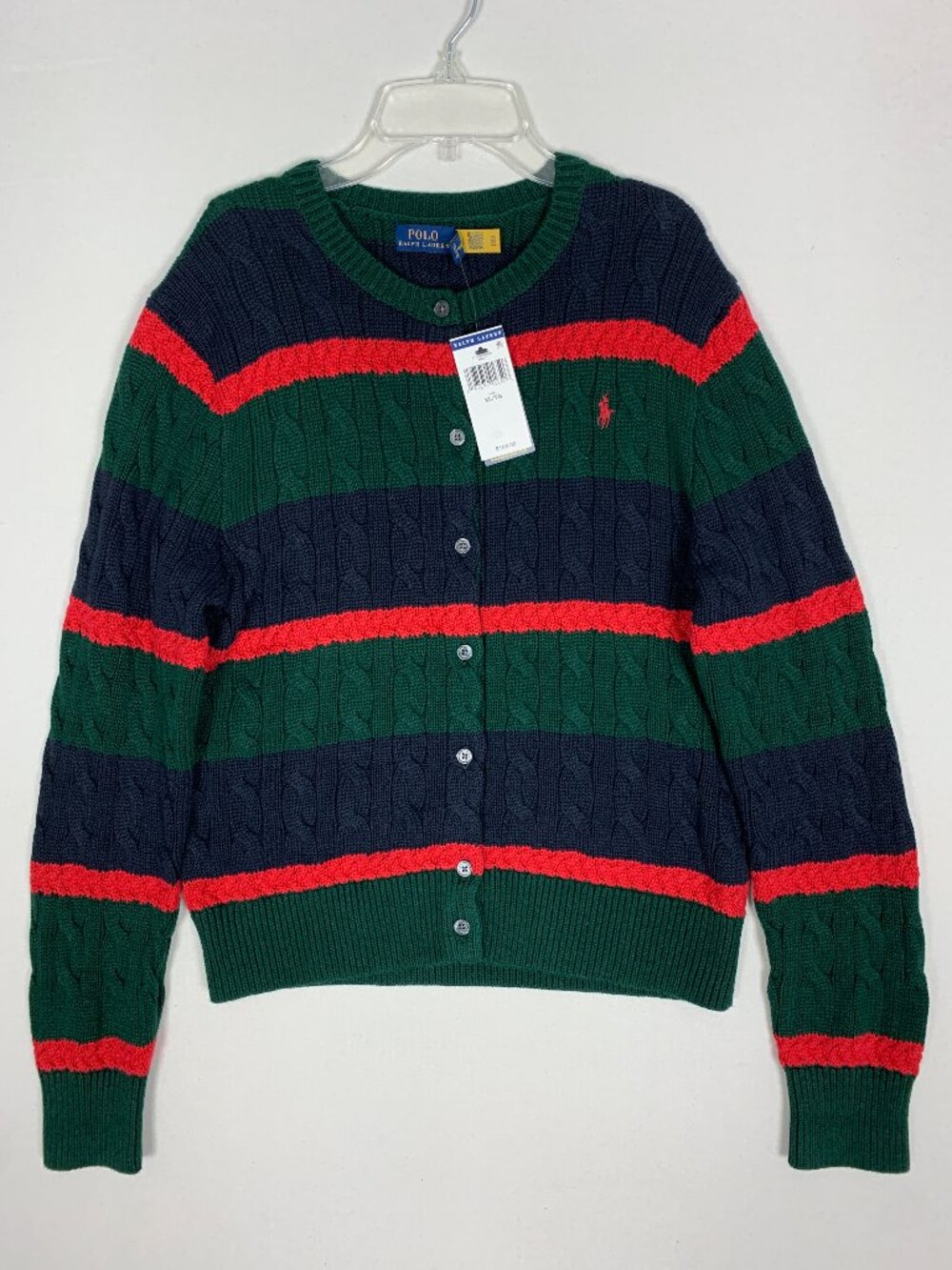 Polo Ralph Lauren Striped Cable Knit Cardigan Women's XL